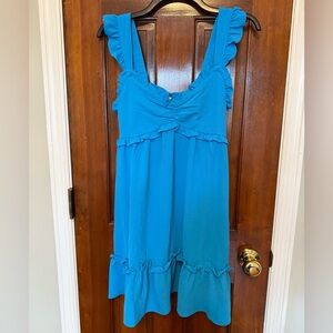 Vibrant Blue Ruffle Mini Dress